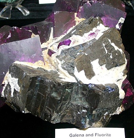 Fluorite (purple) and Galena (Gray) Crystals